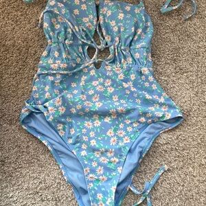 Xhilaration Blue Floral Swimsuit